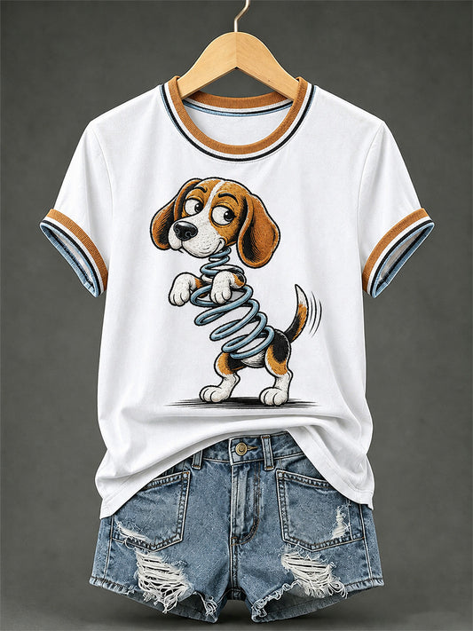 Lustiges Freizeit-T-Shirt für Damen mit Hundemotiv
