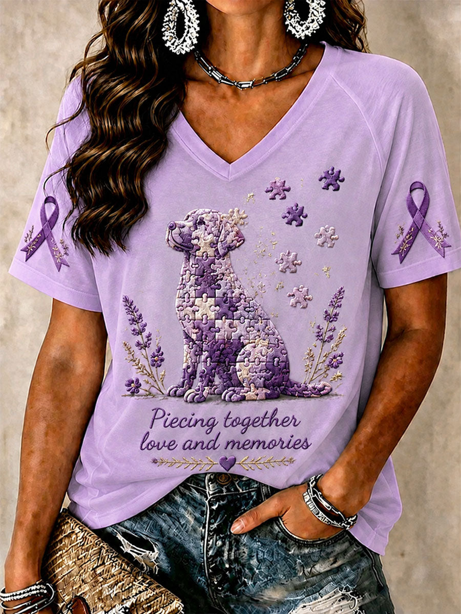Damen-T-Shirt „Liebe und Erinnerungen zusammensetzen – Thema Alzheimer“