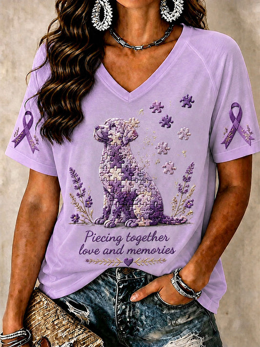 Damen-T-Shirt „Liebe und Erinnerungen zusammensetzen – Thema Alzheimer“