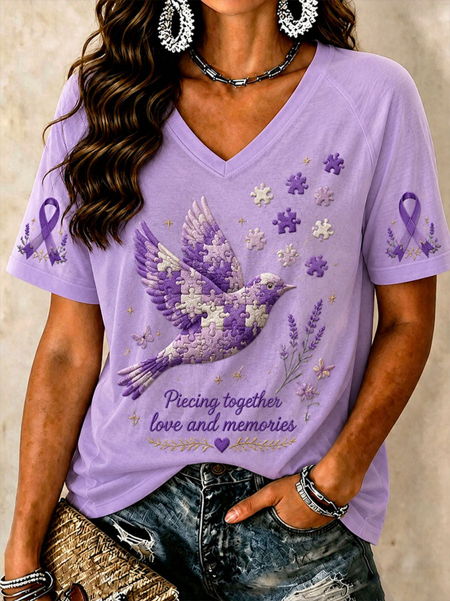 Frauen-T-Shirt "Liebe und Erinnerungen zusammenbringen-Alzheimer-Thema"