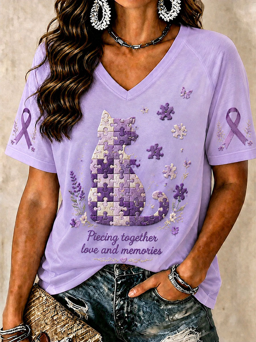 Damen-T-Shirt „Liebe und Erinnerungen zusammensetzen – Thema Alzheimer“