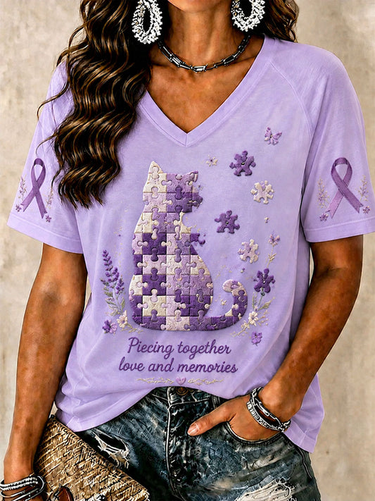 Damen-T-Shirt „Liebe und Erinnerungen zusammensetzen – Thema Alzheimer“