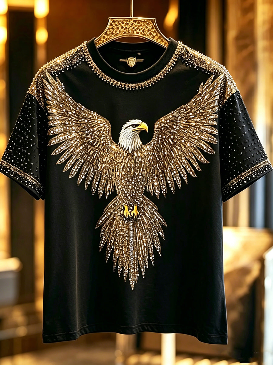 Herren-Tier adler, leuchtende Vintage-Mode, lose Kurzarm-T-Shirt