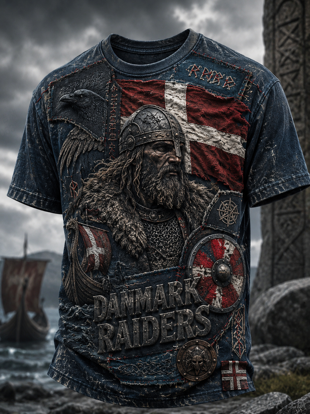 Herren-T-Shirt mit dänischen Wikingern und kurzen Ärmeln