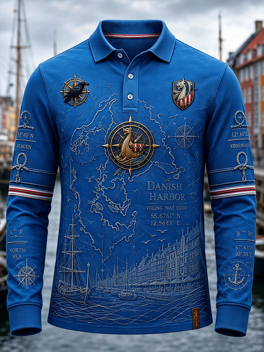 Herren-Dänische-Vikings-Langarmhemd