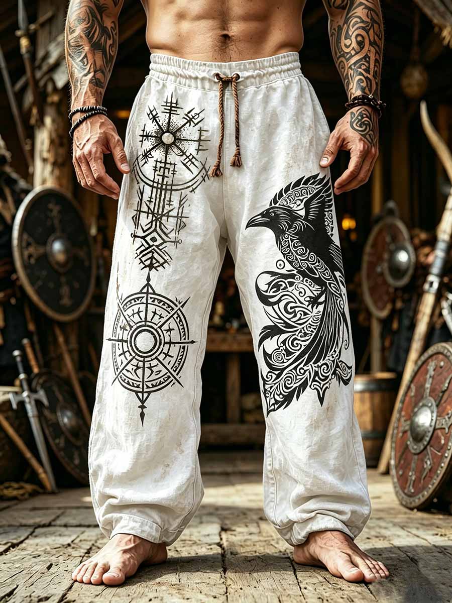 Herren-Hose mit Vintage-Viking-Print