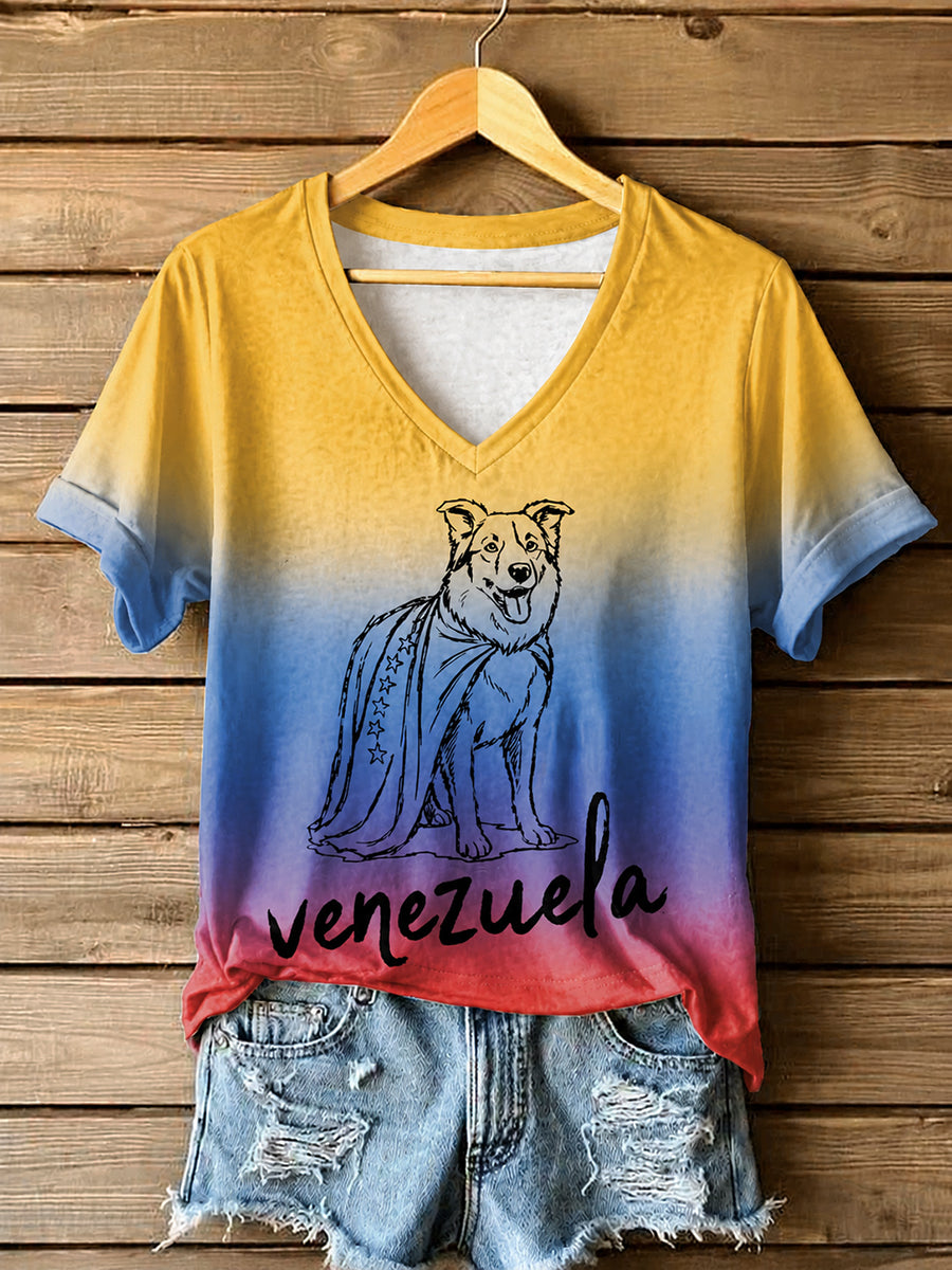 Frauen Venezuela Held Hund Tsunami Patriotischer Hunde Liebhaber T-Shirt