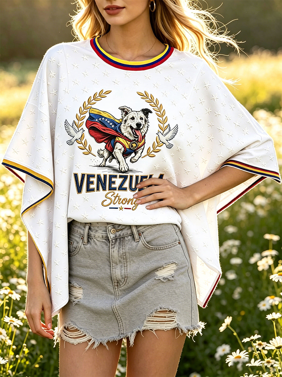 Frauen Venezola nischer Hunde druck lässig Lose-Fit-T-Shirt mit Batwing-Ärmel