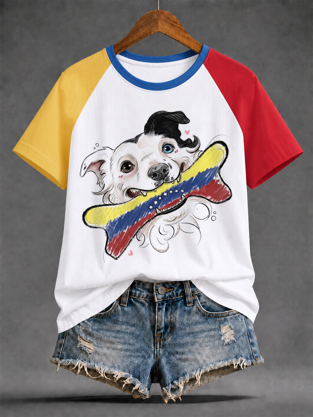 Damen-T-Shirt mit venezolanischem Heldenhund, Tsunami und patriotischem Motiv für Hundefreunde