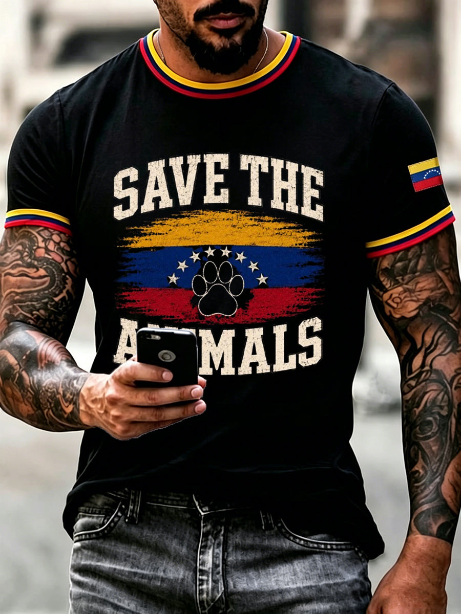 Herren-T-Shirt mit venezolanischem Heldenhund, Tsunami-Motiv und patriotischer Botschaft für Hundeliebhaber