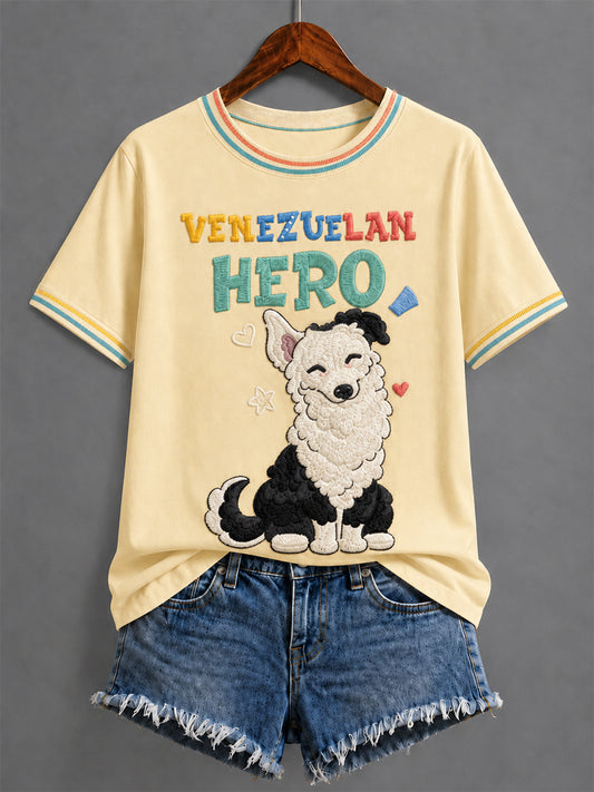 Damen-T-Shirt mit venezolanischem Heldenhund, Tsunami und patriotischem Motiv für Hundefreunde