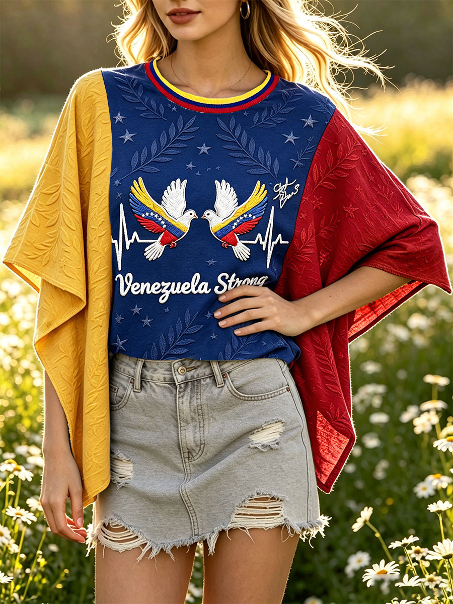 Frauen Venezola nischer weißer Tauben druck lässig Lose-Fit-T-Shirt mit Batwing-Ärmel