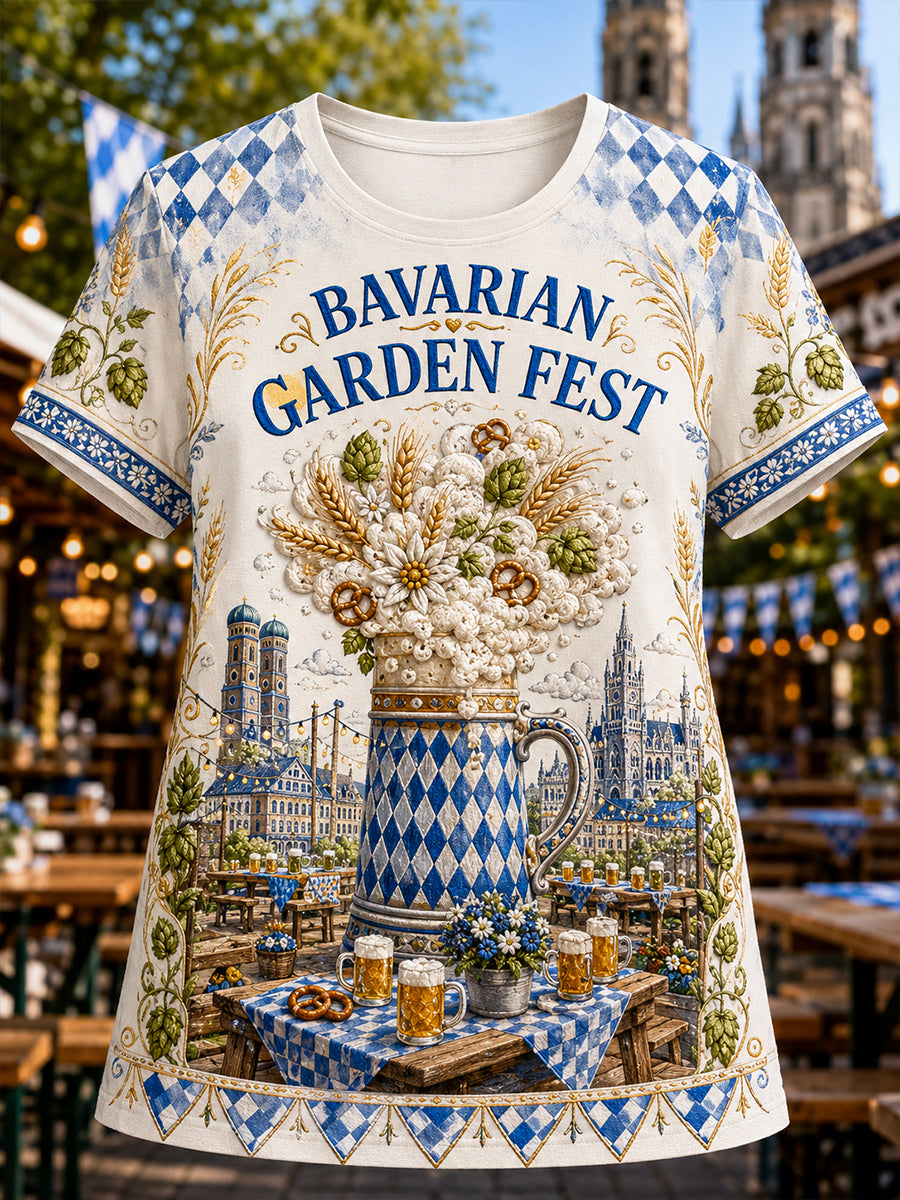 Oktoberfest-T-Shirt für Damen mit kurzen Ärmeln