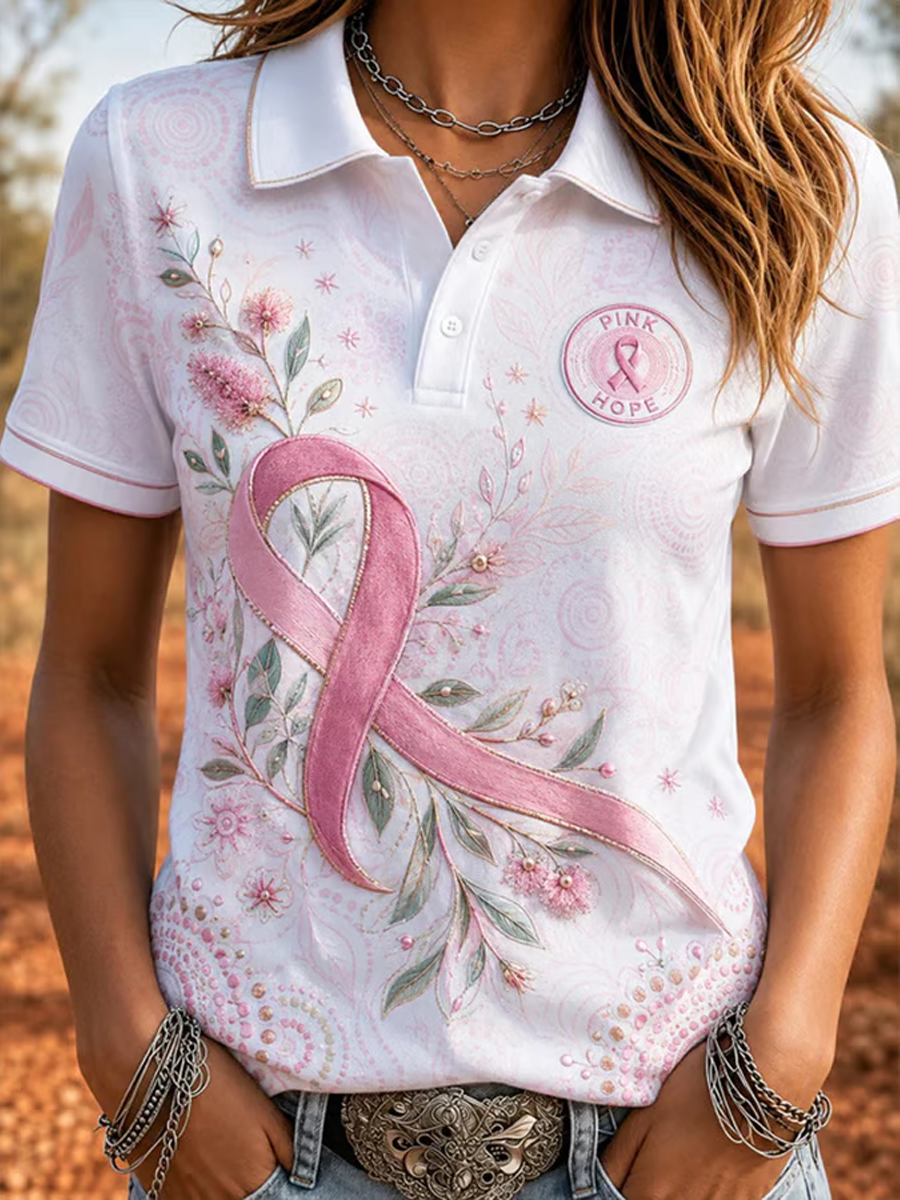Damen Pink Hope Polo T-Shirt