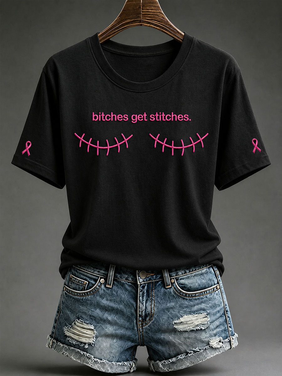 Frauen Hündinnen bekommen Stiche Kurzarm T-Shirt