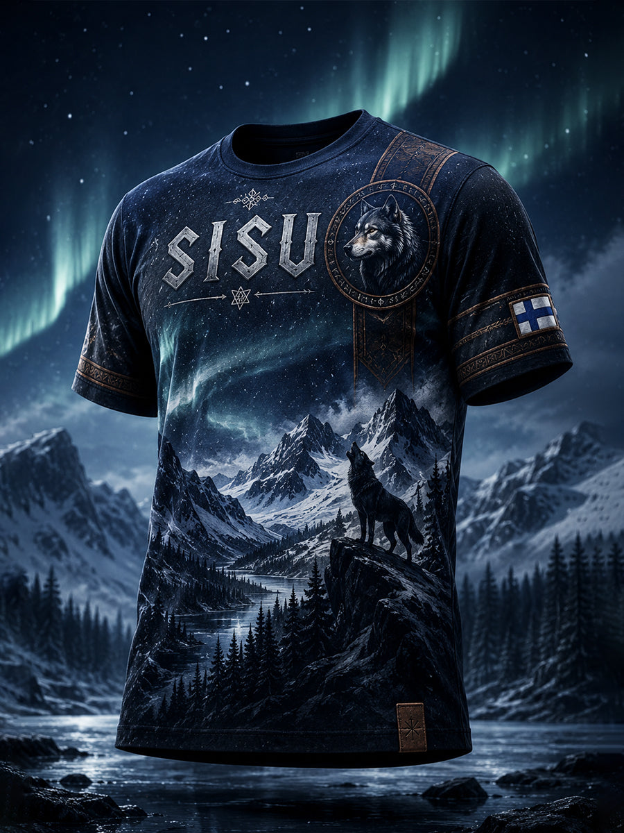 Herren-Artprint-T-Shirt der finnischen Veteranen-Sisu-Serie