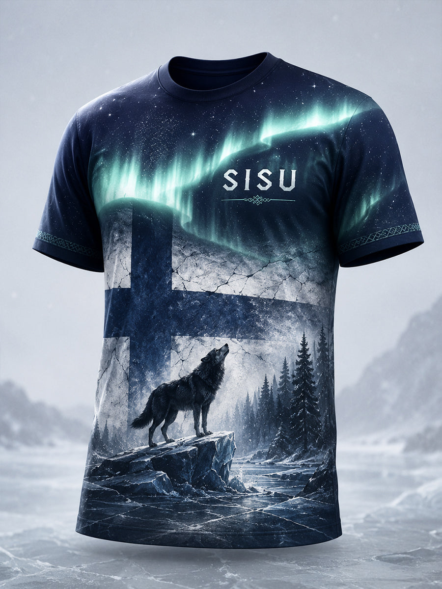 Herren-Artprint-T-Shirt der finnischen Veteranen-Sisu-Serie