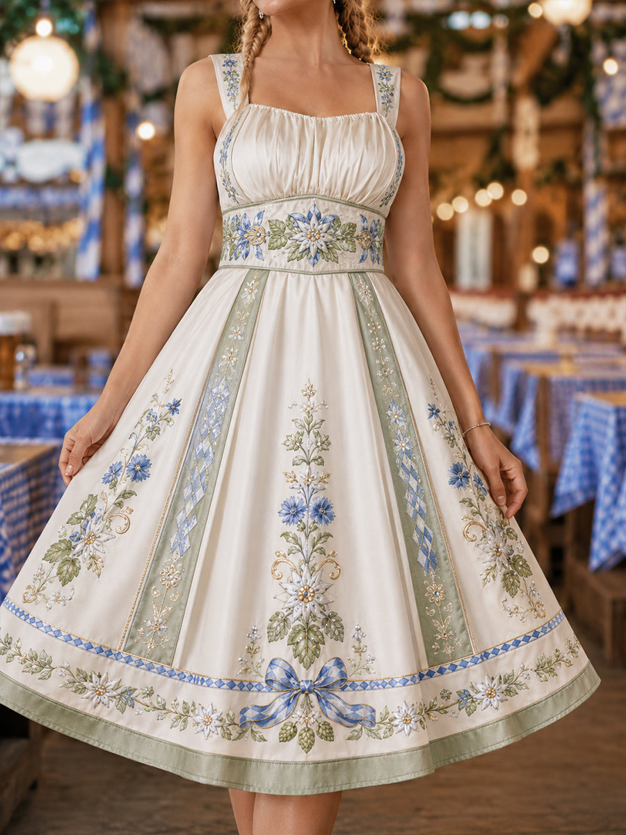 Damen Oktoberfest Print Halter Kleid