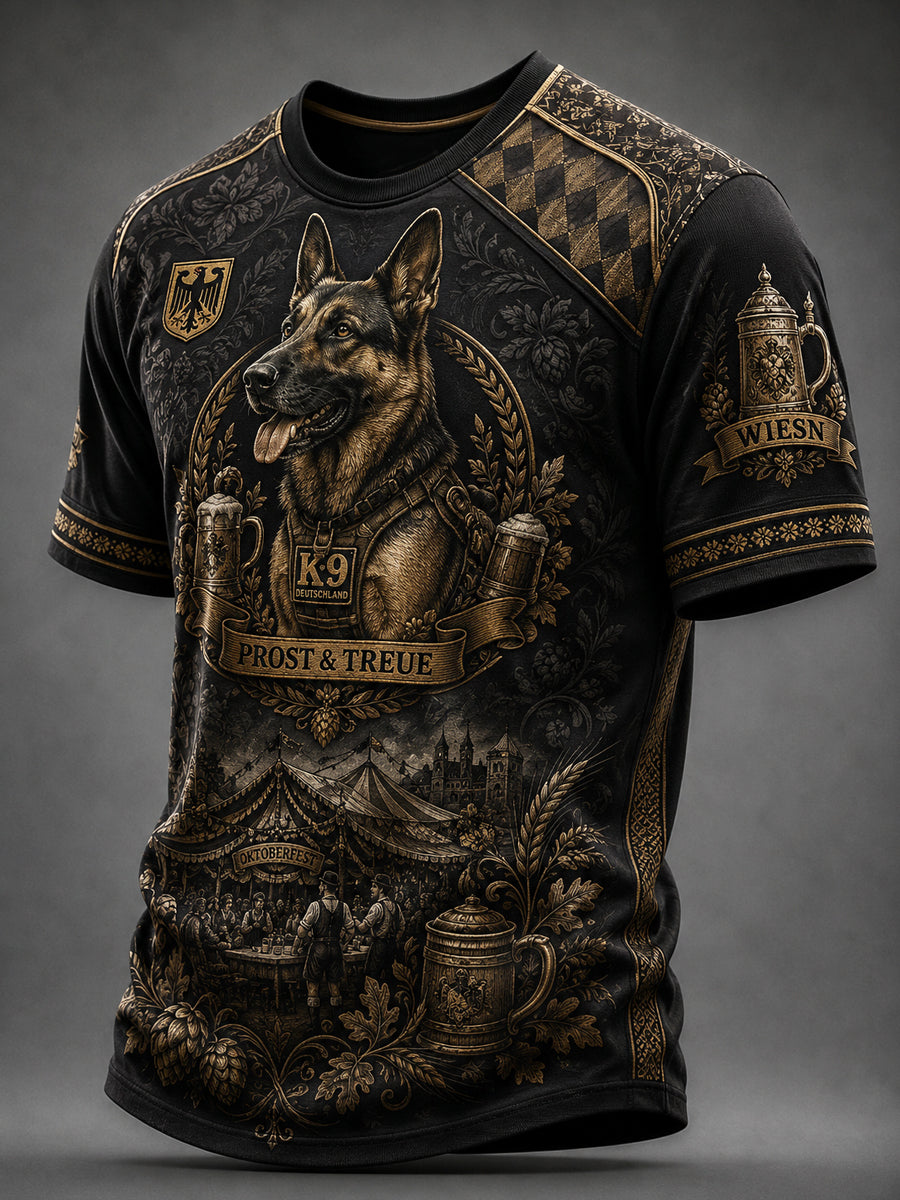 Retro-Deutscher Polizeihund-Klassiker-T-Shirt für Bierliebhaber