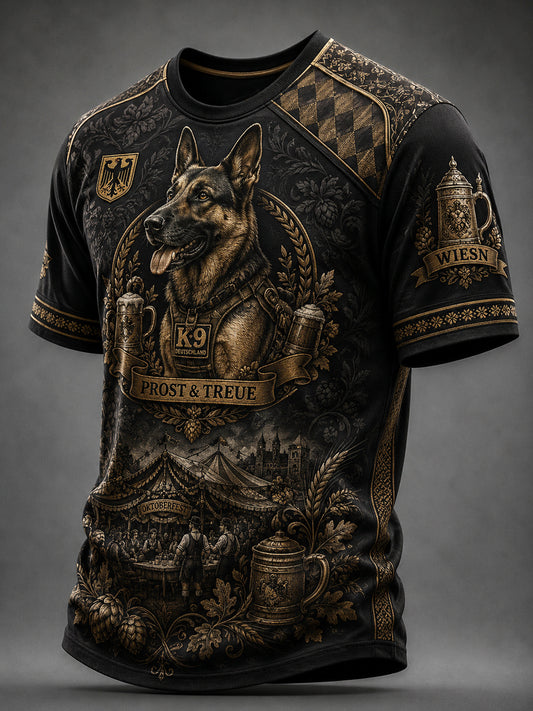 Retro-Deutscher Polizeihund-Klassiker-T-Shirt für Bierliebhaber