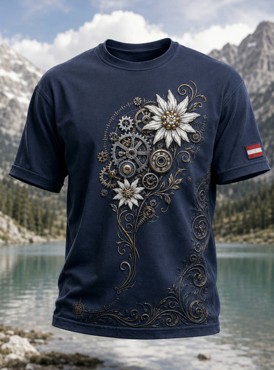 Herren-T-Shirt mit Kunstdruck von Elementen österreichischer Präzisionsinstrumente