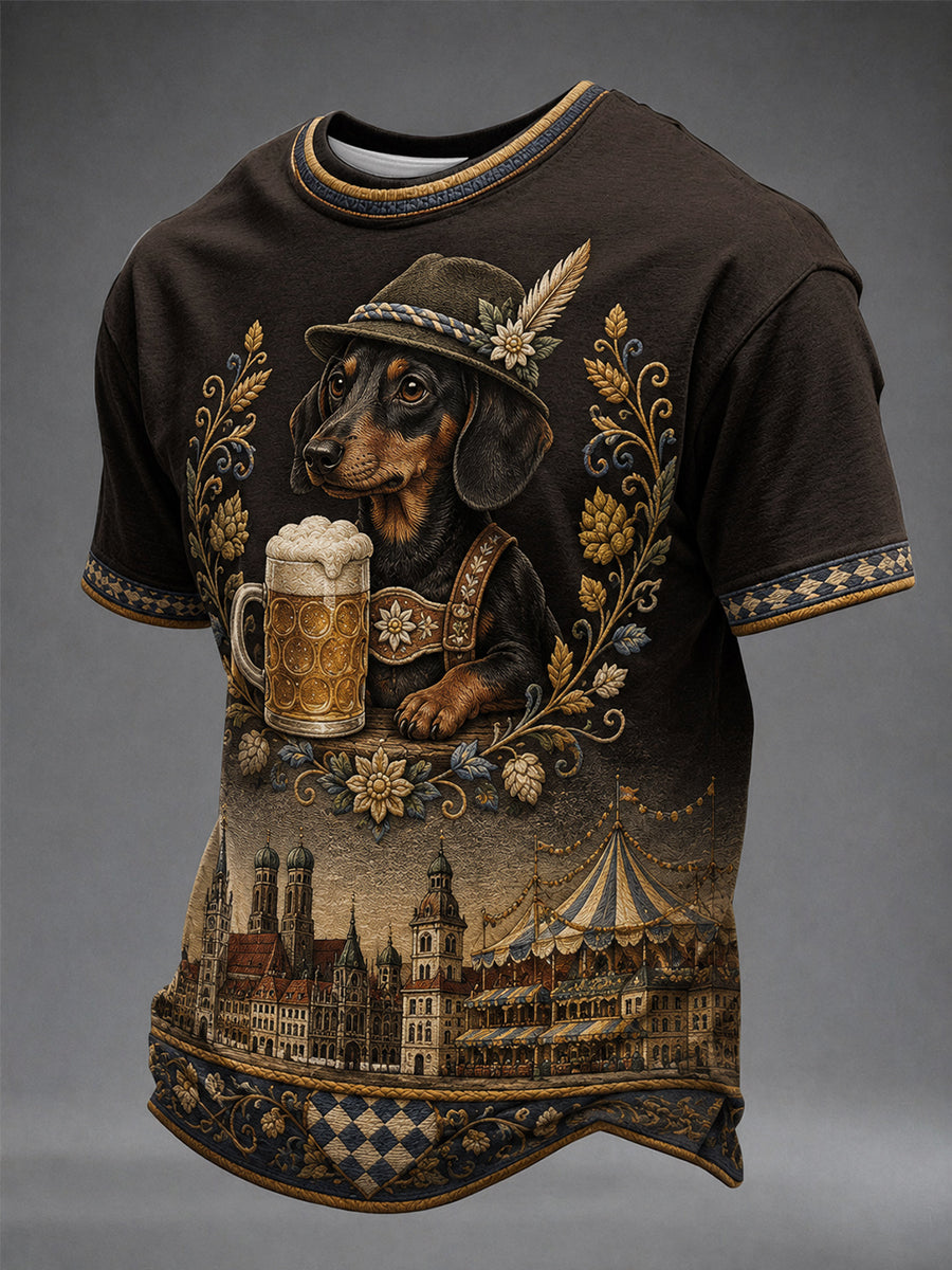 Herren-Oktoberfest-T-Shirt aus München mit Dackelmotiv