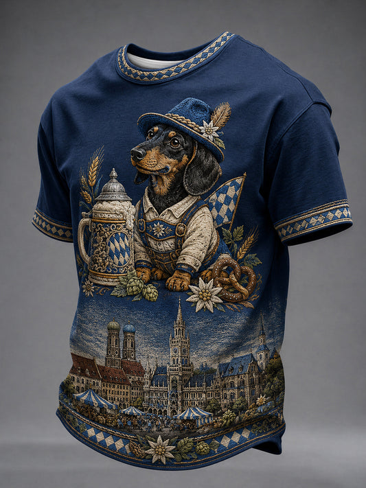 Herren-Oktoberfest-T-Shirt aus München mit Dackelmotiv