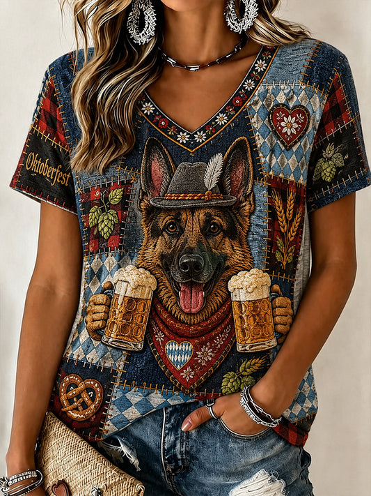 Oktoberfest-Damen-T-Shirt aus München mit Dackelmotiv