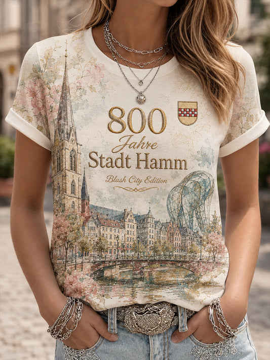 Damen-T-Shirt mit Städte-Design aus Deutschland, kurzärmelig