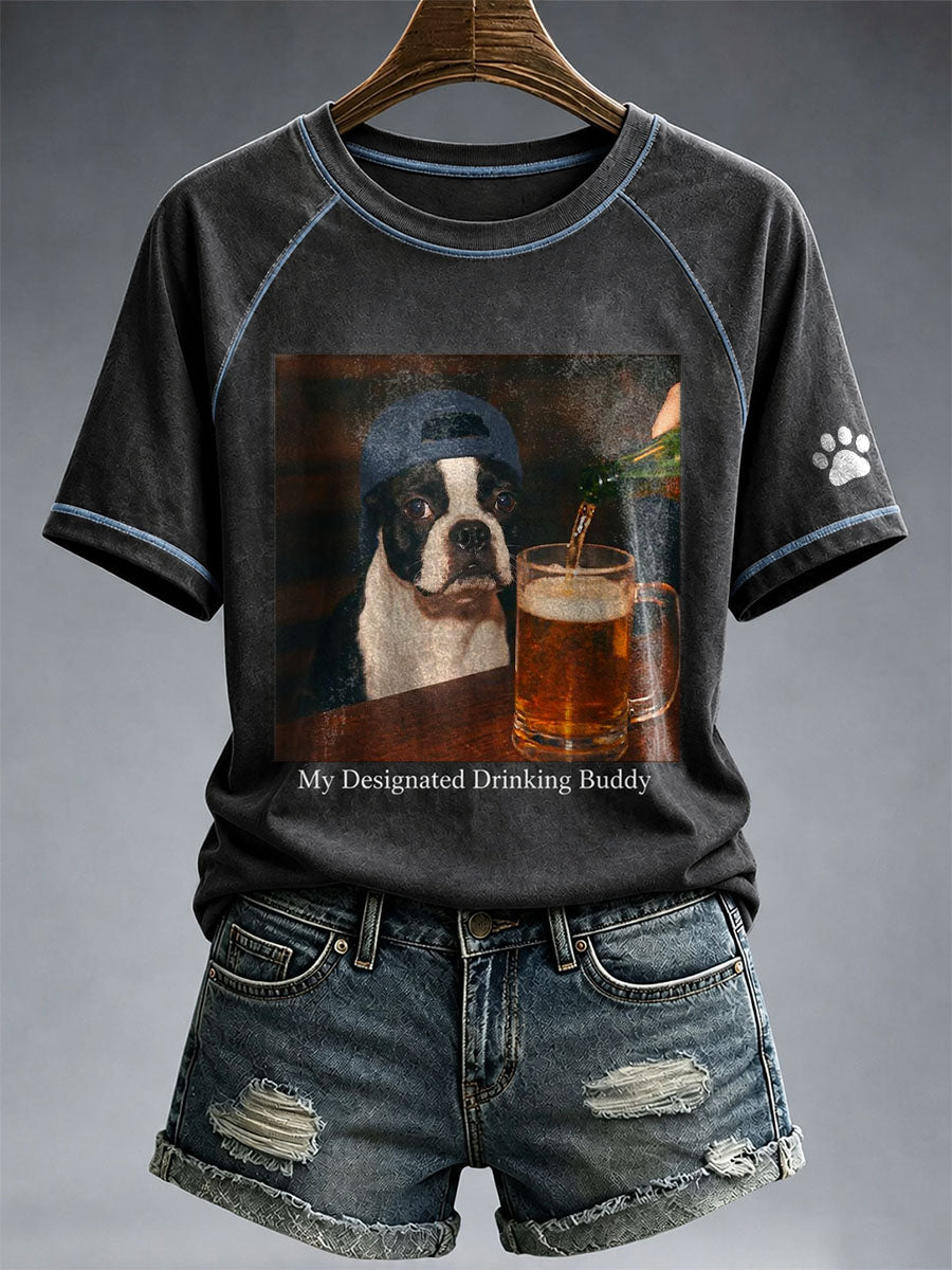 Frauen mein designierter Trink buddy Boston Terrier T-Shirt
