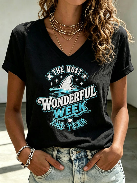 Damen-T-Shirt mit Hai-Print