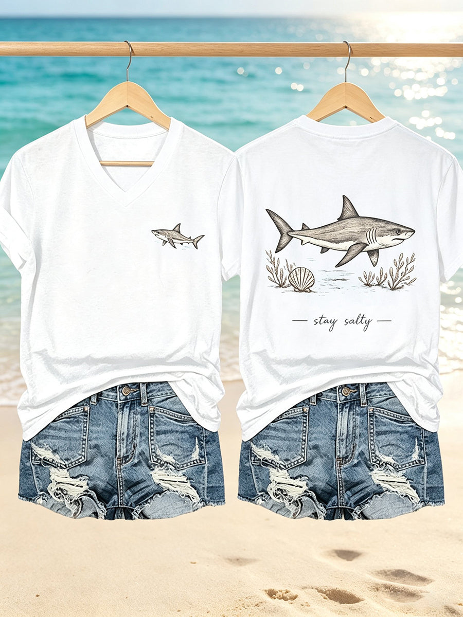 Damen-T-Shirt mit Hai-Print