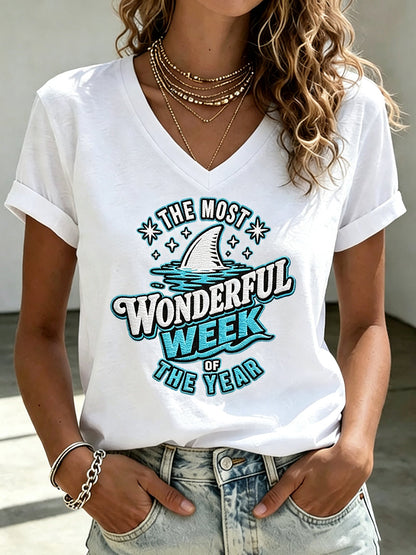 Damen-T-Shirt mit Hai-Print