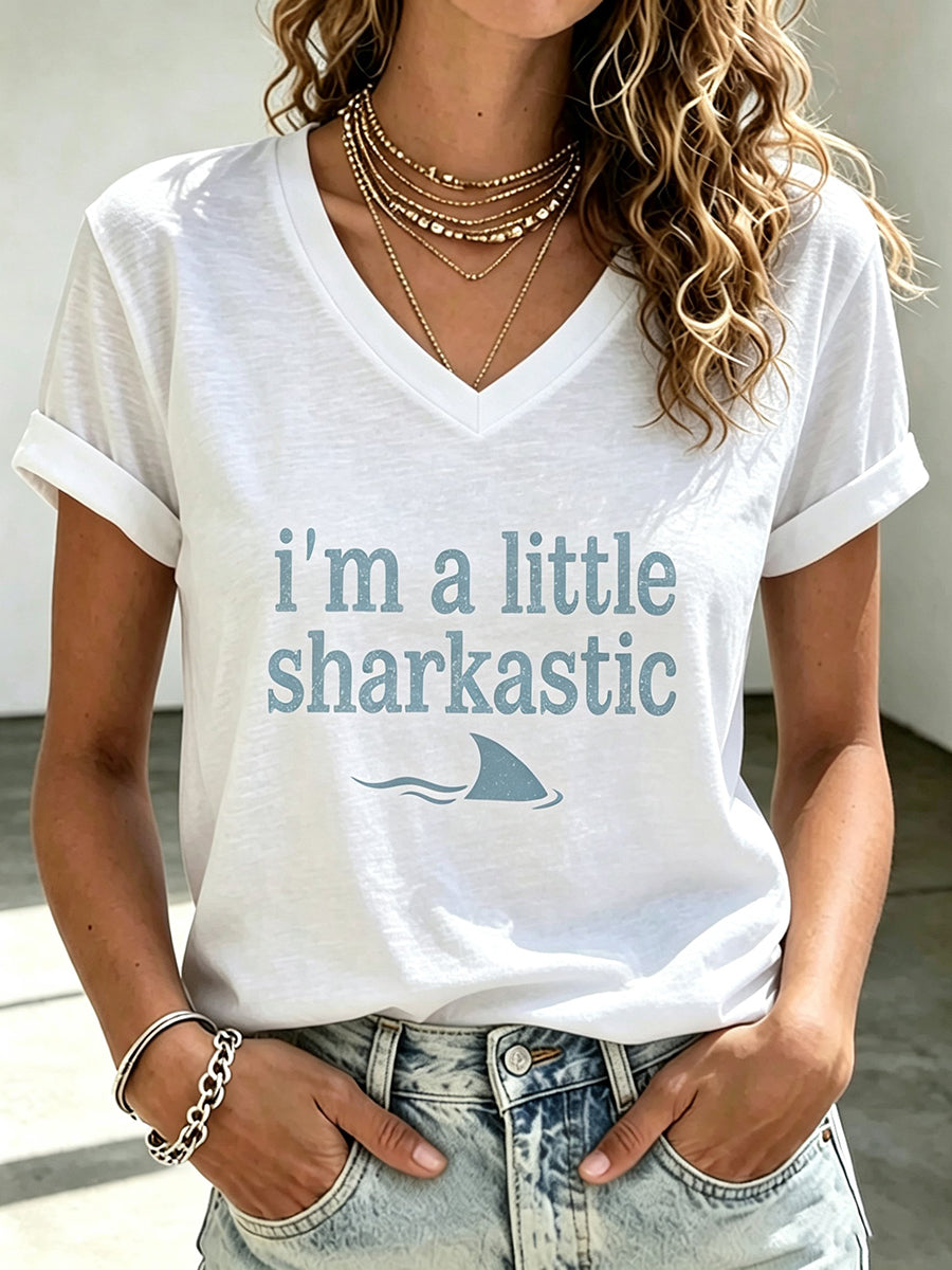 Damen-T-Shirt mit Hai-Print