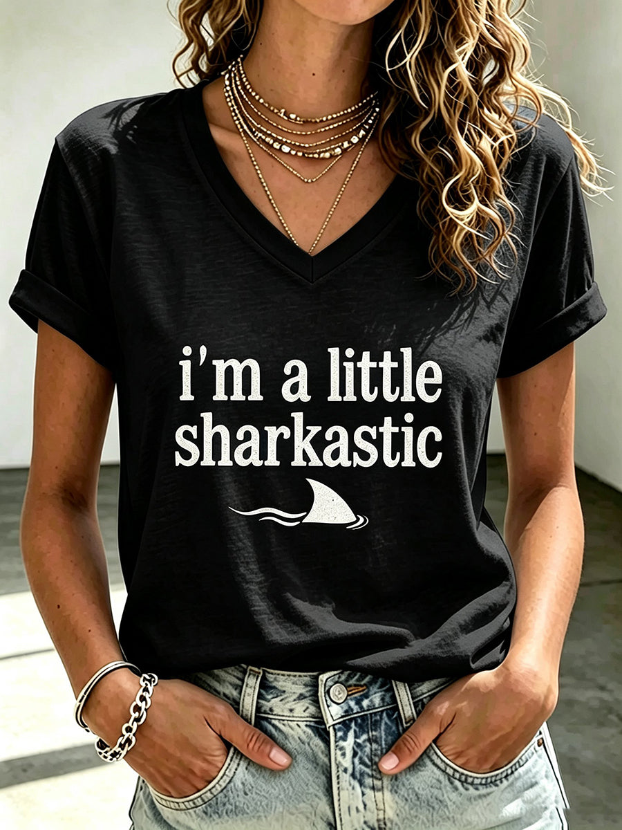 Damen-T-Shirt mit Hai-Print