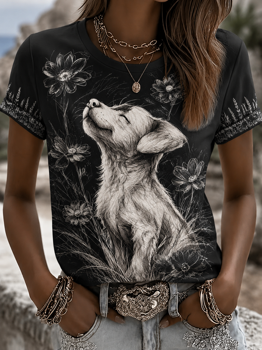 Damen Golden Retriever Kurzarm T-Shirt