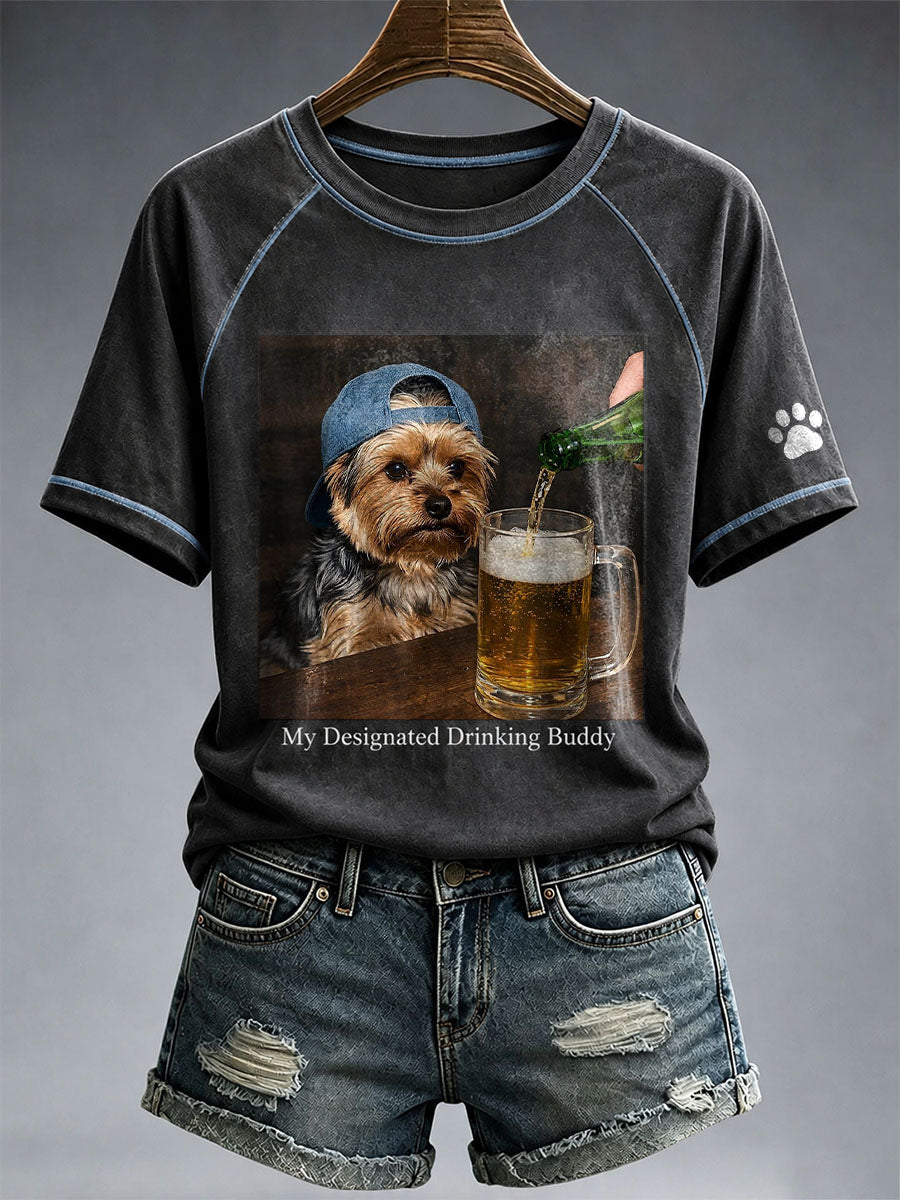 Frauen mein designierter trinkender Buddy Yorkshire Terrier T-Shirt