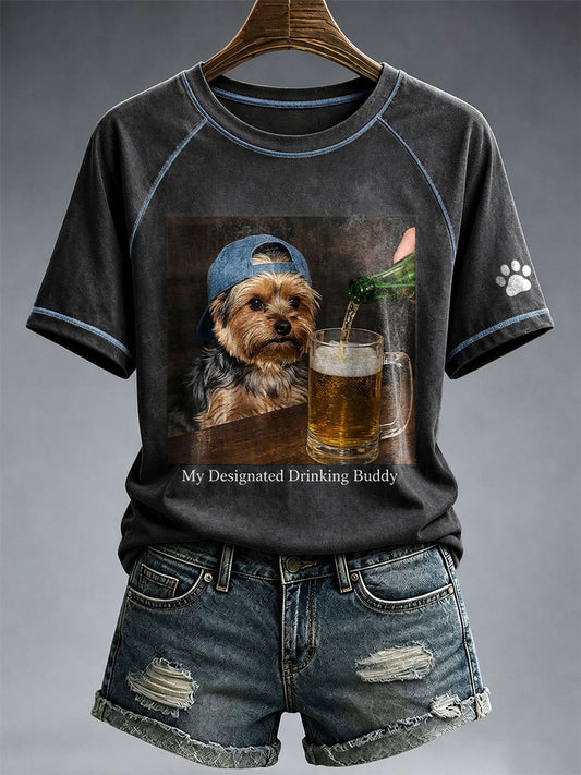 Frauen mein designierter trinkender Buddy Yorkshire Terrier T-Shirt