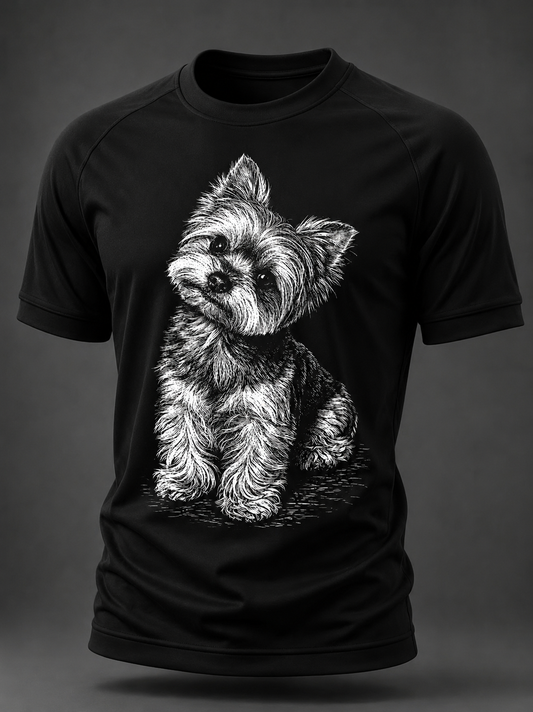 Herren-Yorkshire-Terrier-T-Shirt mit kurzen Ärmeln
