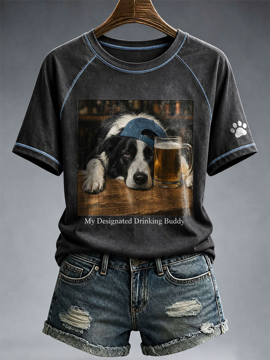 Frauen mein designierter Trink buddy Border Collie T-Shirt