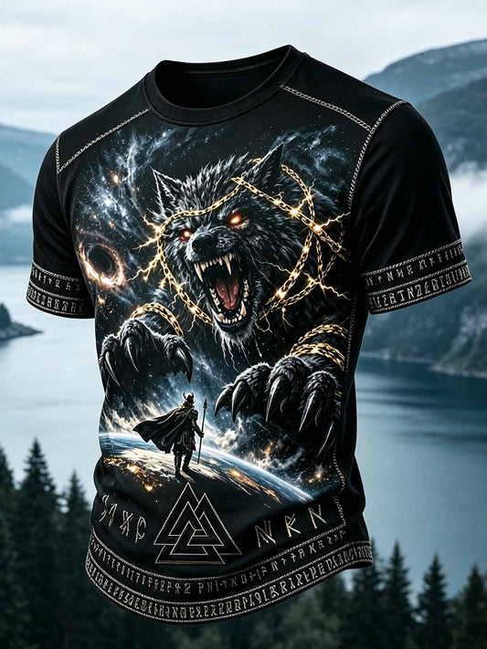 Herren-Lässiges T-Shirt im Vintage-Viking-Print