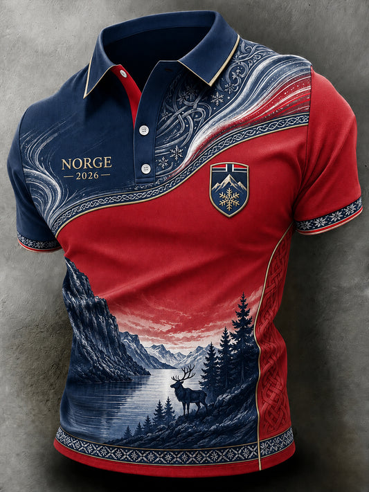 Retro Norwegian Viking-inspiriertes klassisches lässiges Polos hirt