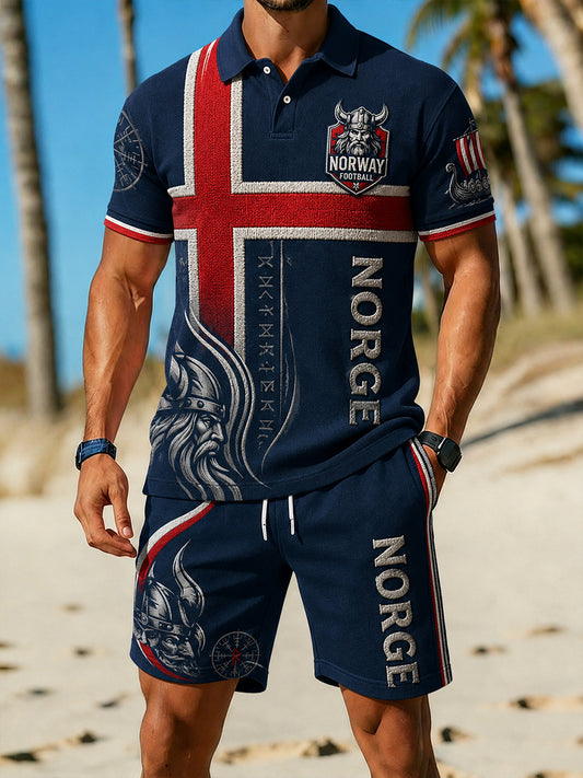 Zweiteiliges Retro-Set im nordischen Viking-Stil, lässig