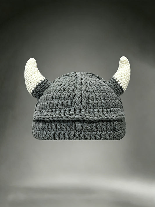 Unisex Wikinger Krieger Gehörnter Helm inspirierte bequeme Häkel mütze