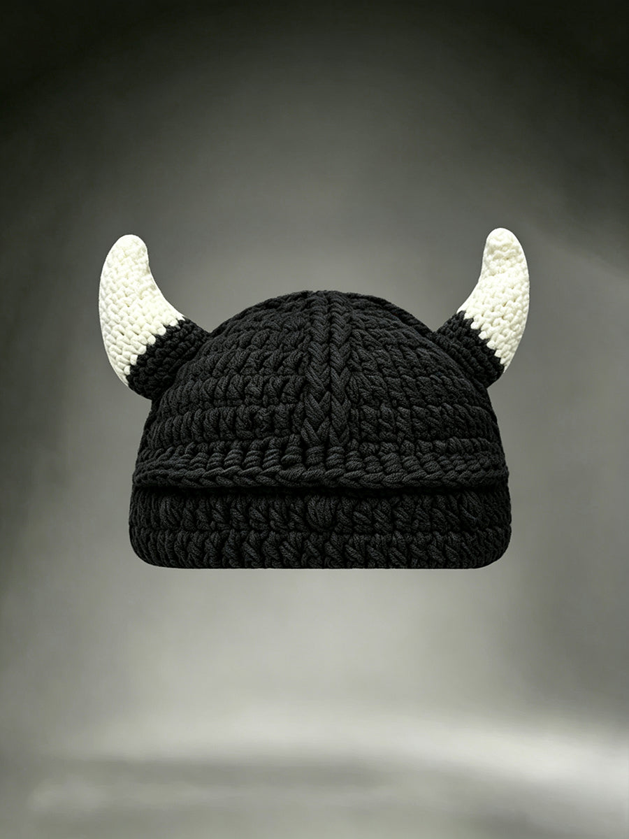 Unisex Wikinger Krieger Gehörnter Helm inspirierte bequeme Häkel mütze