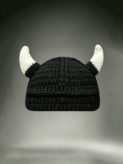 Unisex Wikinger Krieger Gehörnter Helm inspirierte bequeme Häkel mütze