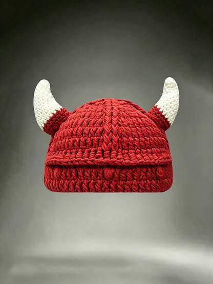 Unisex Wikinger Krieger Gehörnter Helm inspirierte bequeme Häkel mütze