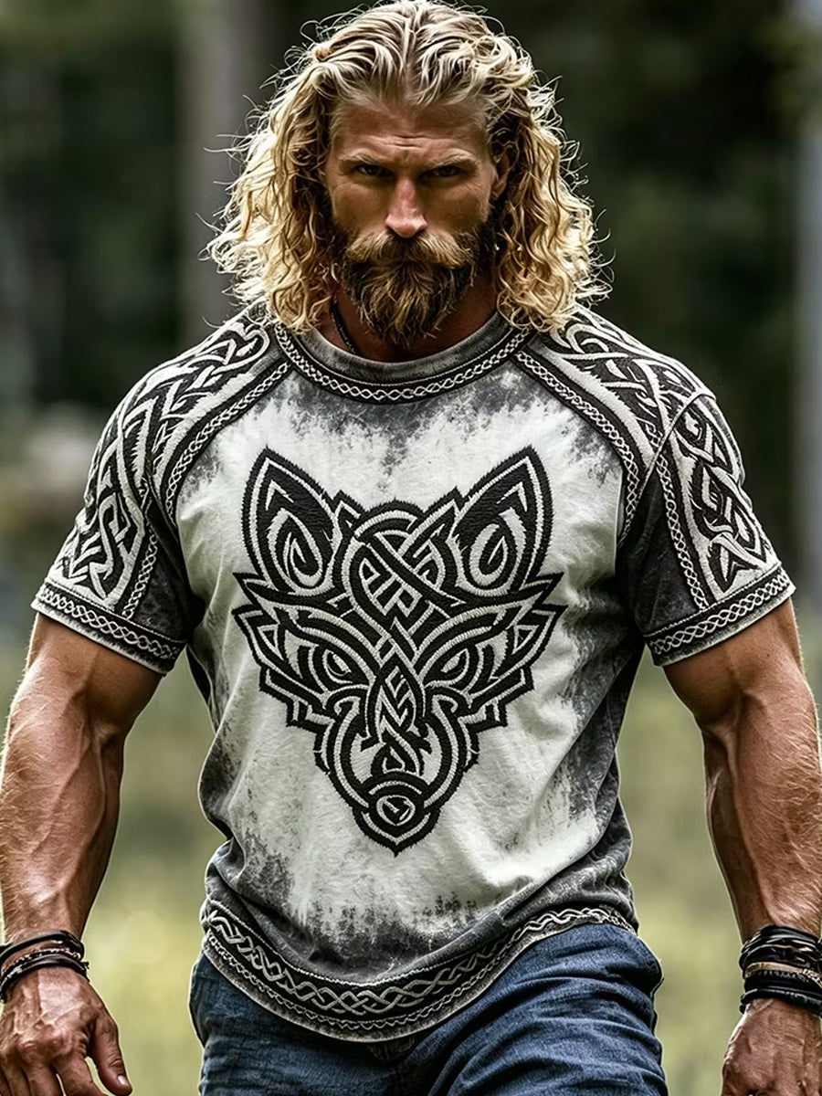 Retro-Viking‑Kunstdruck im nordischen Stil – lässiges T‑Shirt