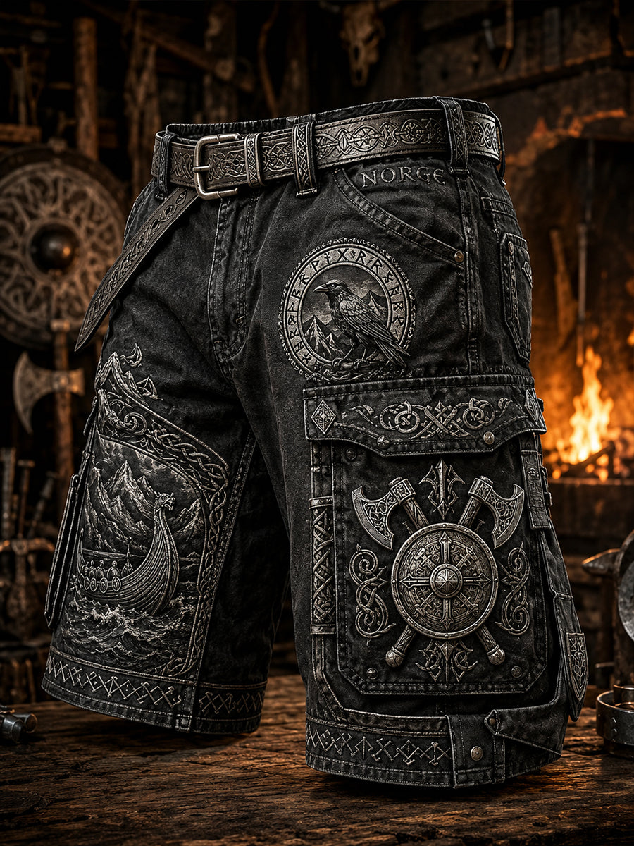 Retro-Viking‑Kunstdruck im nordischen Stil Freizeit‑Cargohosen