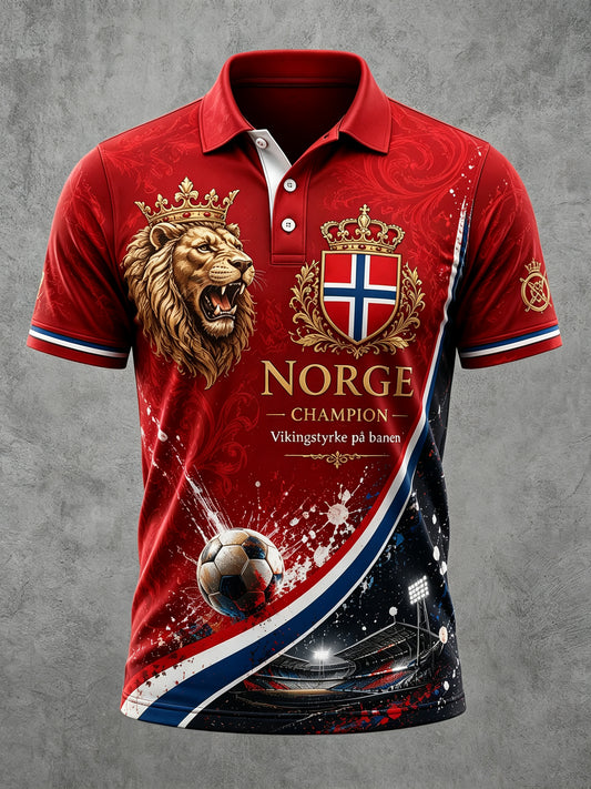 Herren norwegisches Viking-Themen-Polo-Shirt mit patriotischer Kultur kunst